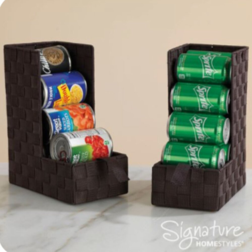 Signature Homestyles Can Caddy Storage or Magazine Holder Brown Woven Set